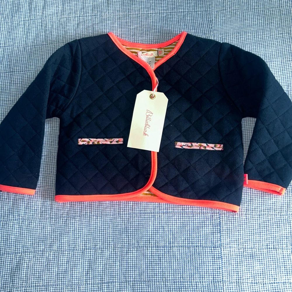 Billieblush 18 month quilted jacket nwt navy and pink